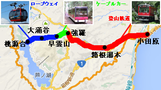 箱根登山鉄道・ケーブルカー・ロープウェイ 地図